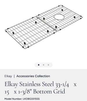 Elkay LKOBG3315SS Stainless Steel 33-1/4" x 15" x 1-3/8" Bottom Grid